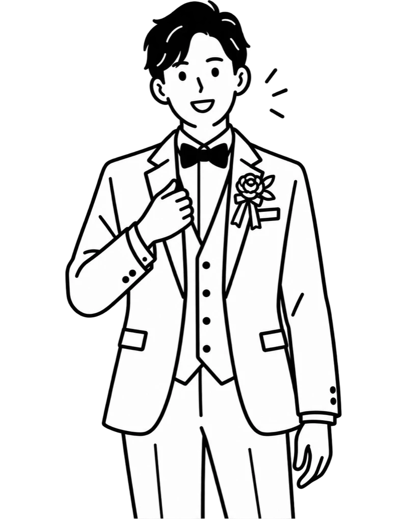 タキシード姿の新郎